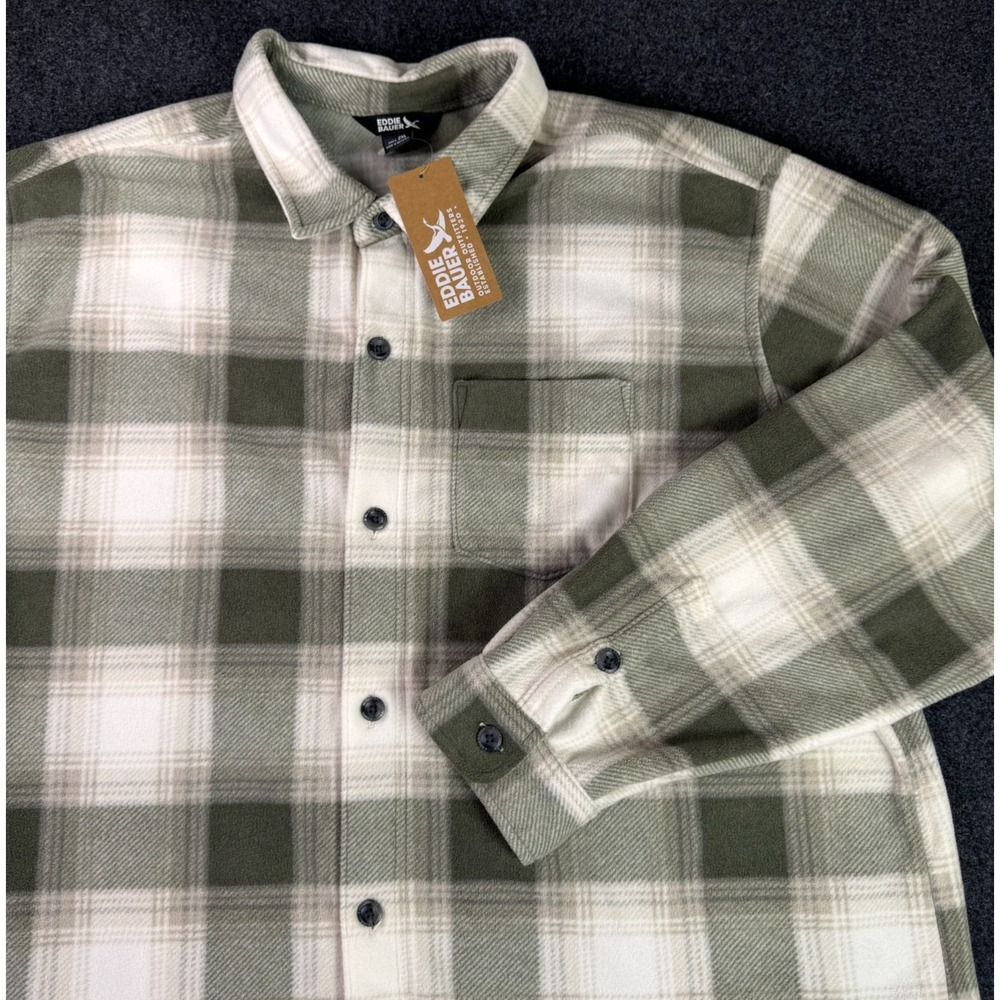 NEW Eddie Bauer Men's Size 2XL Plaid Mr Fast Fleece Shacket Button Down NWT XXL